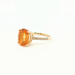 Yellow Gold Cocktail Ring with Oval Citrine Gemstone