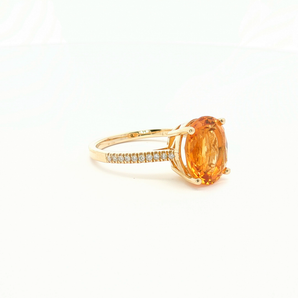 Yellow Gold Cocktail Ring with Oval Citrine Gemstone