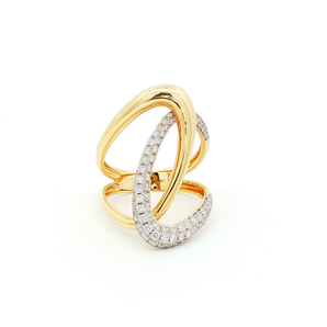 Yellow Gold Cocktail Ring with Round Cut Diamonds