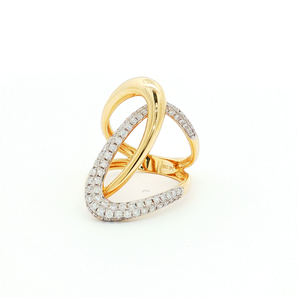 Yellow Gold Cocktail Ring with Round Cut Diamonds