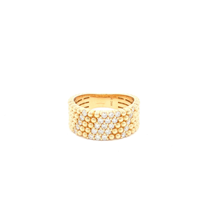 Yellow Gold Multistone Ring with Round Brilliant Cut Diamonds