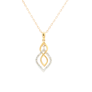 Yellow Gold Charm Necklace with Round Cut Diamonds