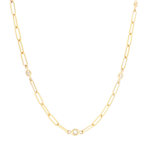Yellow Gold Chain Necklace with Round Brilliant Diamonds 0.50 CTS 14K