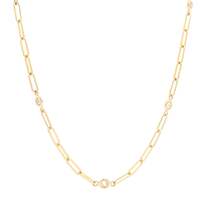 Yellow Gold Chain Necklace with Round Brilliant Diamonds 0.50 CTS 14K